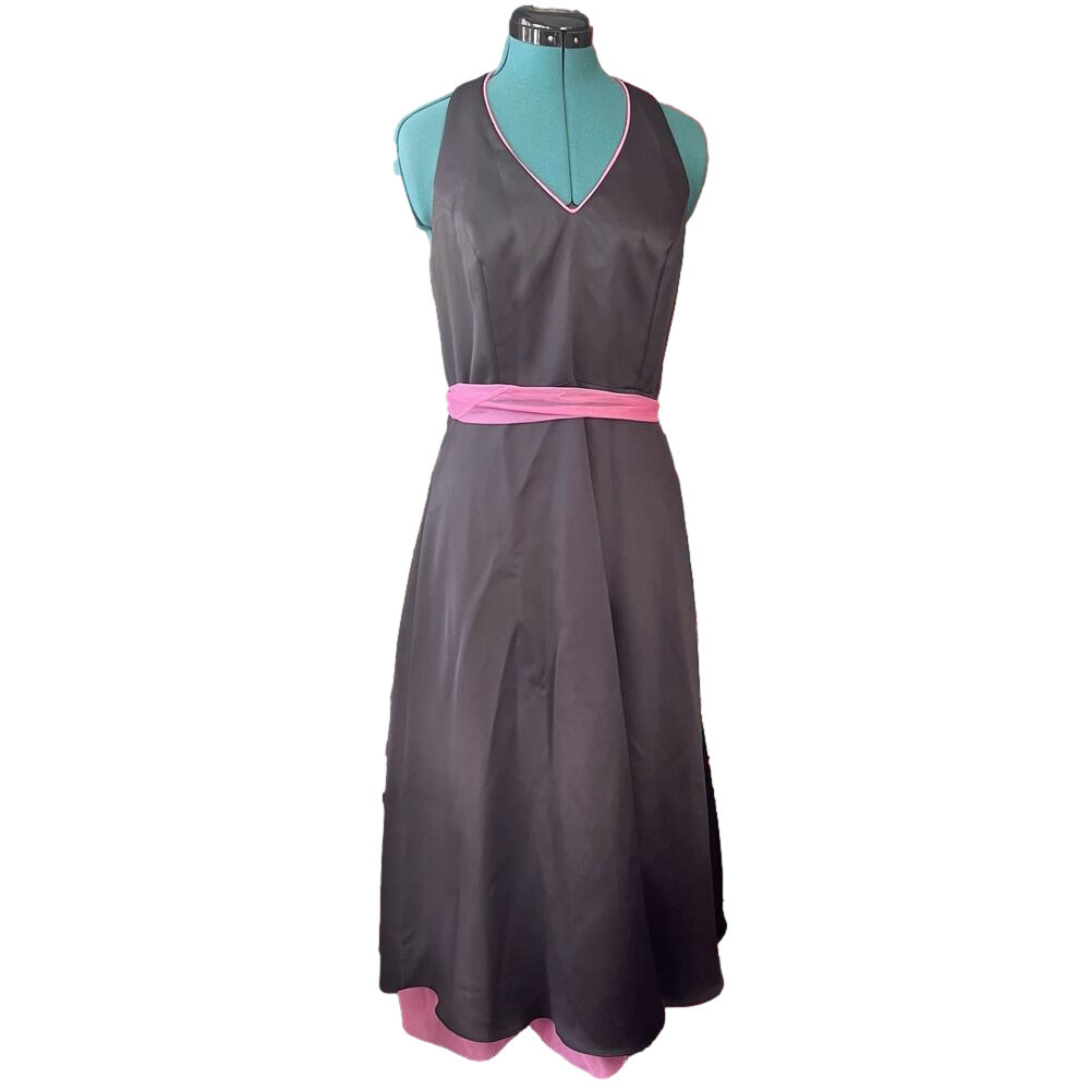Vintage 90s black & pink halter dress